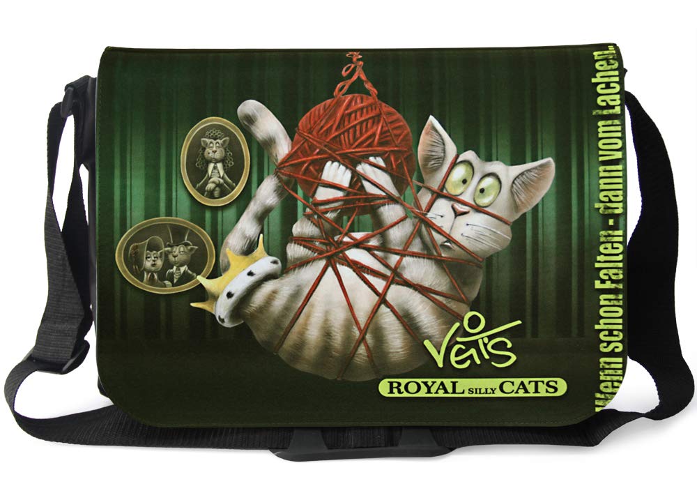 Veit'S Gute Laune Tasche Schultertasche Laptoptasche Schultasche College Tasche mit Katzen-Motiv Roy