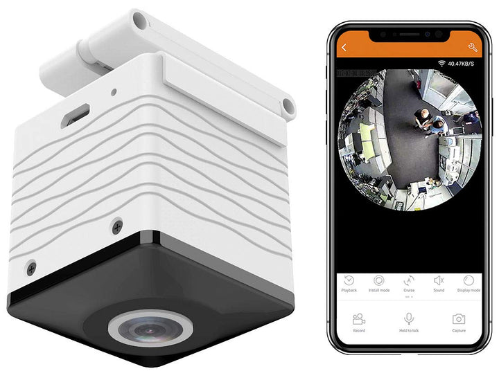 7links 360 Grad Kamera: Mini-Akku-HD-Überwachungskamera mit 360°, 960p, Nachtsicht, WLAN, App (Decke