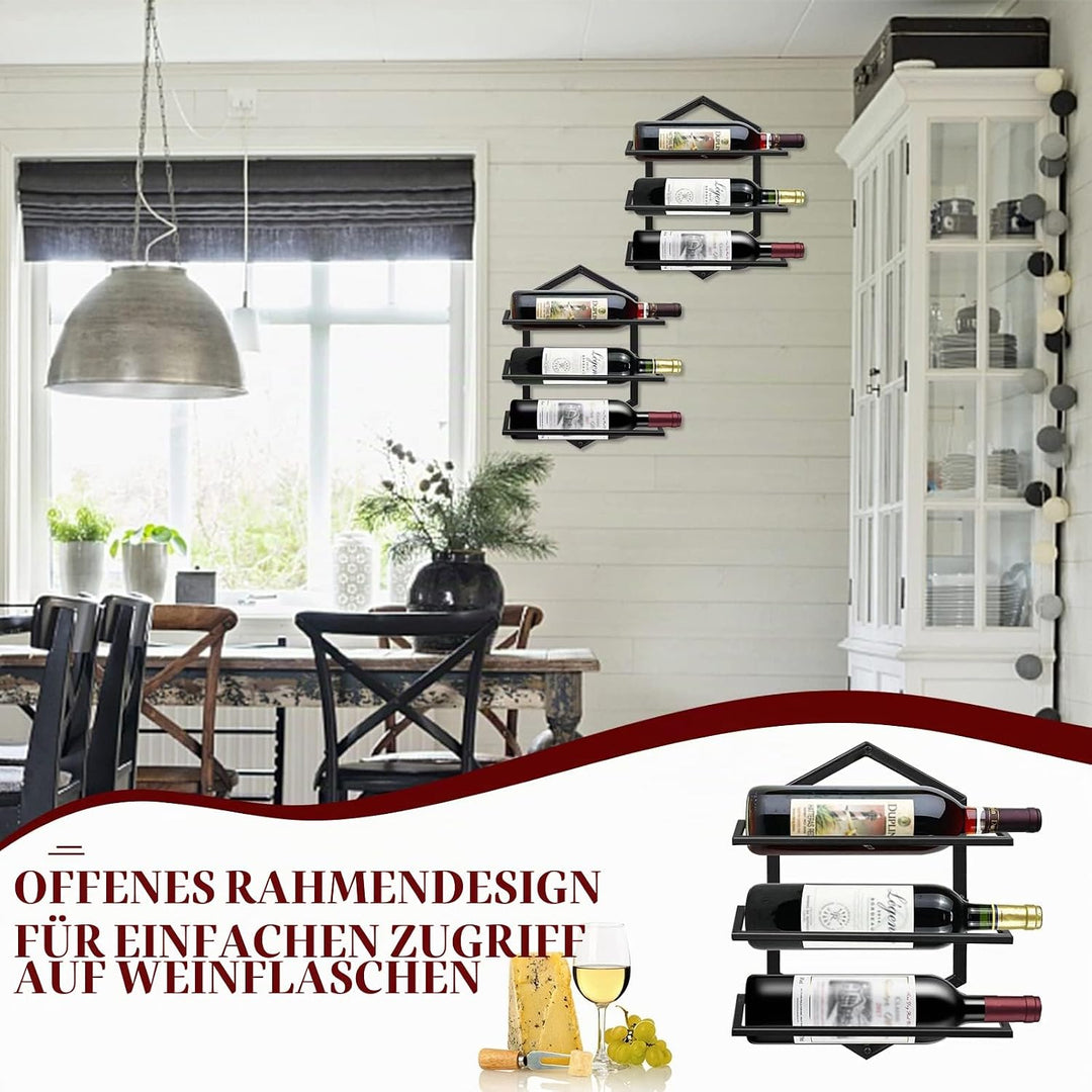 Giyiprpi 2PCS Metall Wandmontierter Weinhalter Rack, Weinglashalter Hängend Stehen Organizer für 3 F