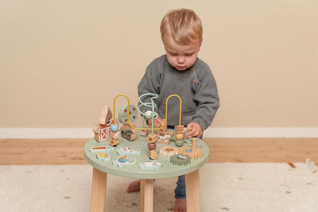 Little Dutch 7141 Holz Aktivitätstisch/Spieltisch Bauernhof grün - Little Farm