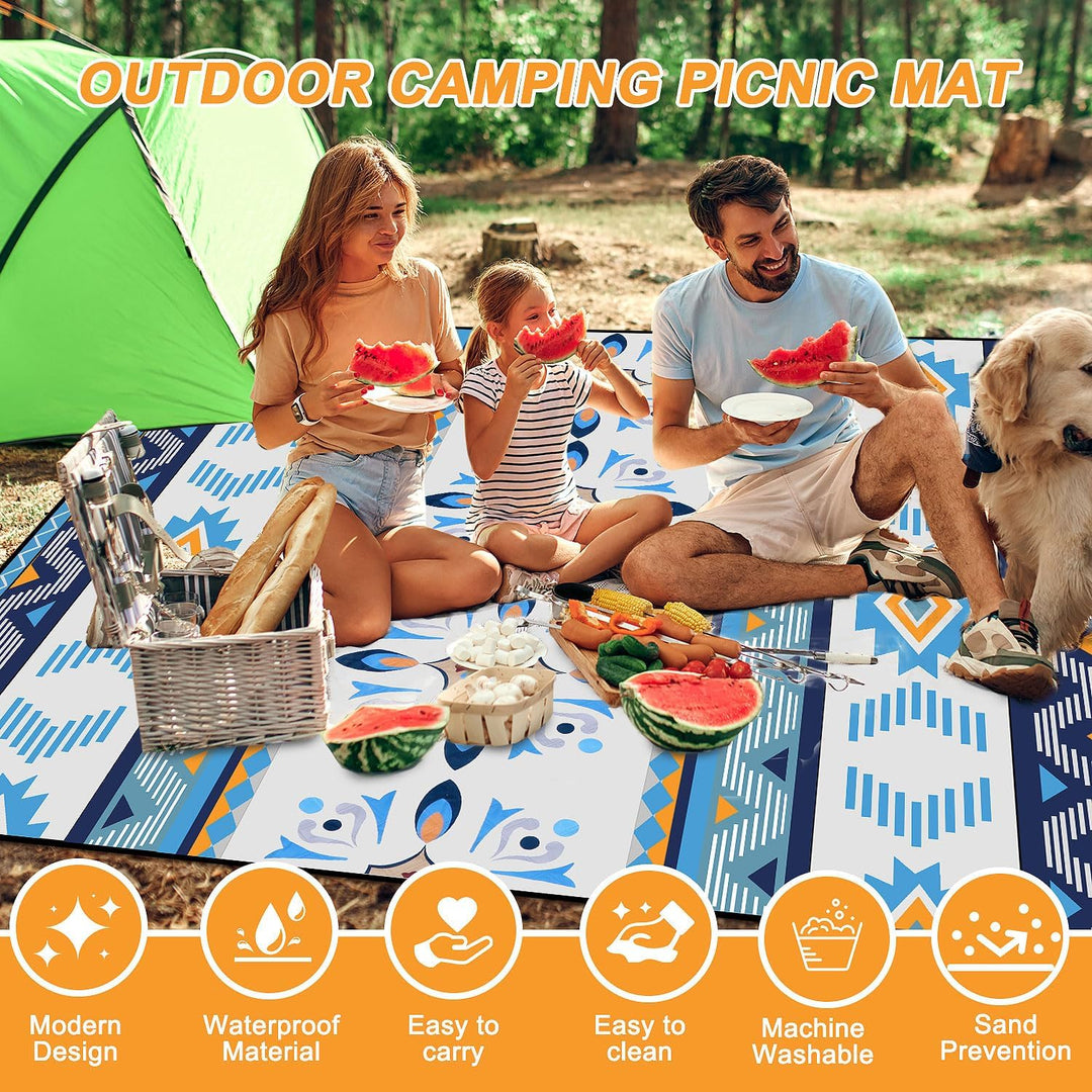 EXTSUD Outdoor Picknickdecke, 200x200cm Camping Picknick Matte Feuchtigkeit Pad Meeres-Herz Tragbare
