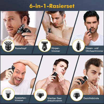ETENTOUS Glatzen Rasierer Herren Elektrisch, 7D Elektrorasierer Herren -6 in 1 Kopfrasierer für Männ