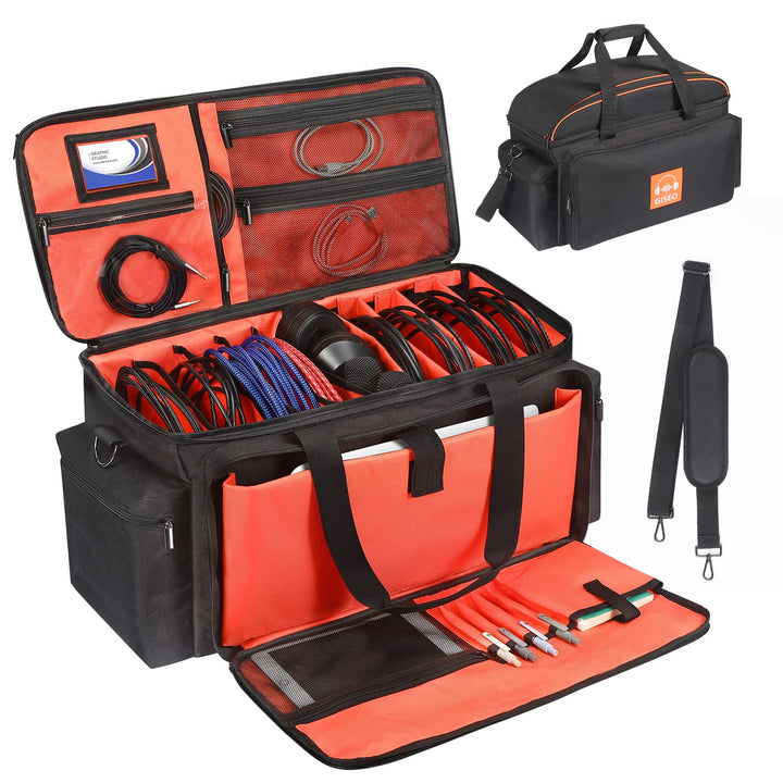 DJ Gig Bag, DJ Tasche DJ Kabel Datei Tasche DJ Gear Storage Organizer mit Abnehmbarer Gepolsterter U