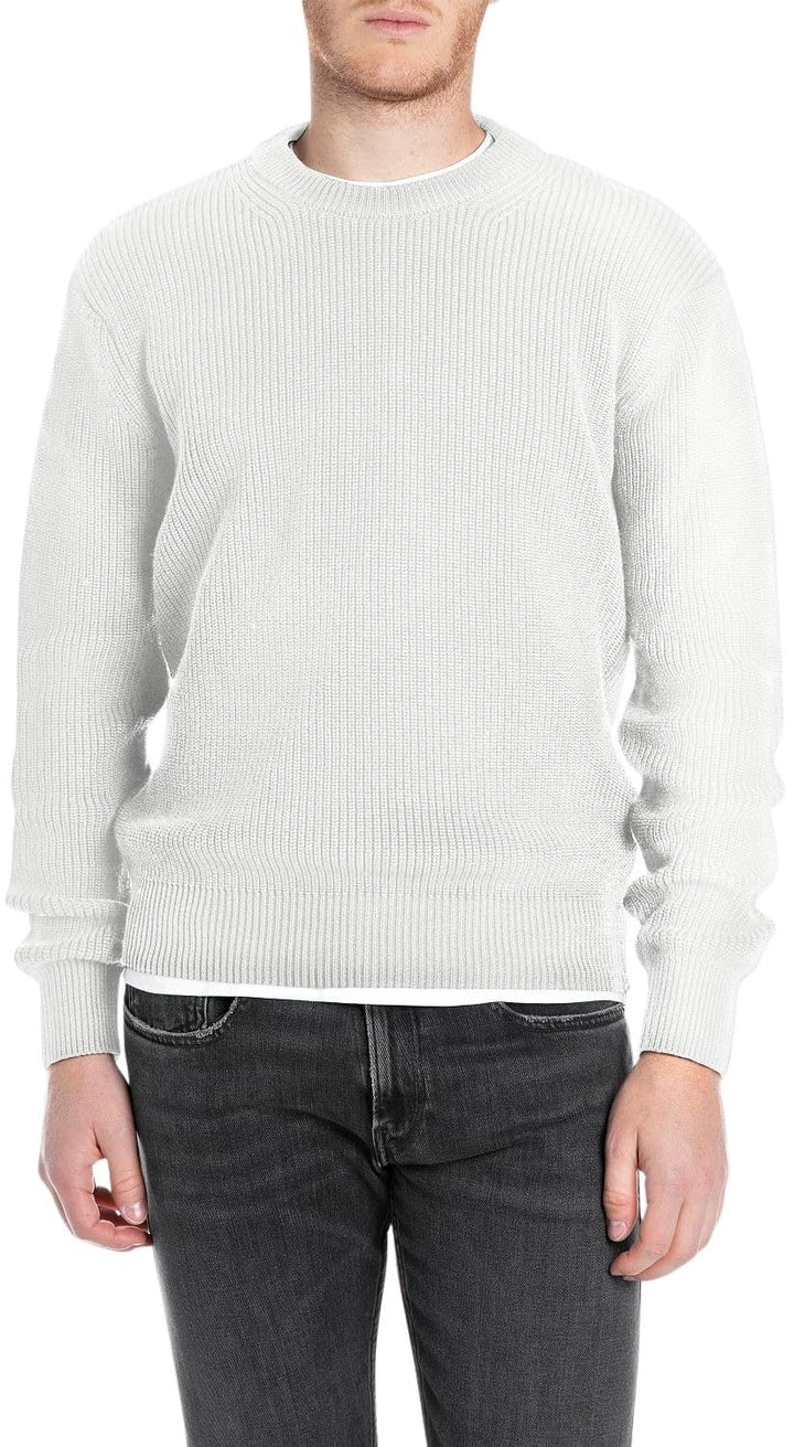 Replay Herren Pullover aus Baumwolle S 011 Natural White, S 011 Natural White