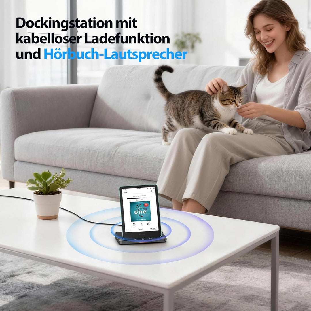 Kabelloses Ladedock mit Integriertem Hörbuch-Lautsprecher, Kompatibel mit Kindle Paperwhite Signatur