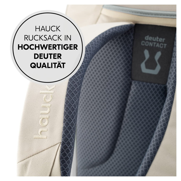 hauck Pack N Walk, Beige Sage - Wickelrucksack und Wickeltasche 22 Liter mit Innentaschen, Aussenfäc