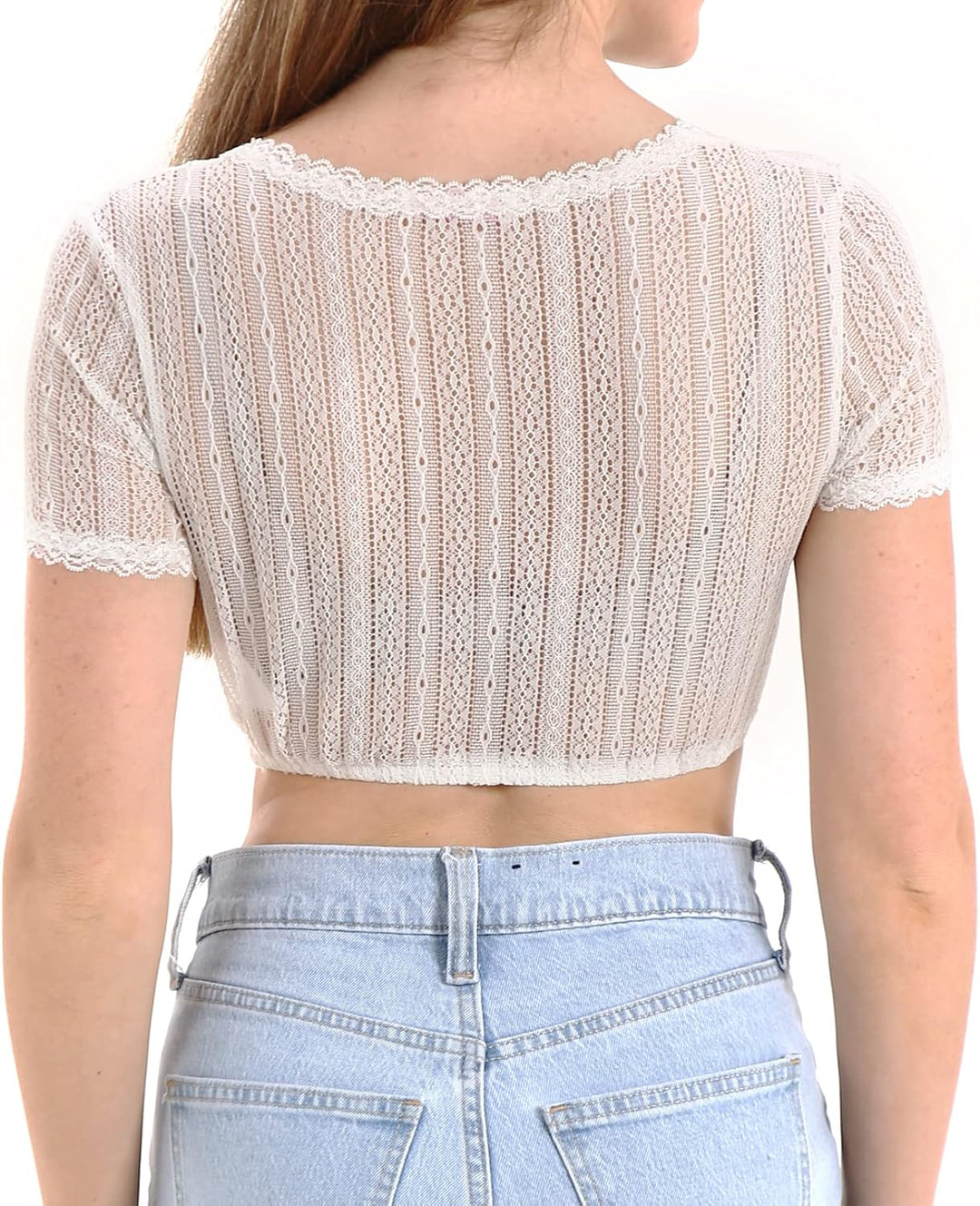 Kelliar Dirndlbluse Damen Trachtenbluse Creme Dirndl Bluse für Bavarian Oktoberfest 34 Creme-018, 34