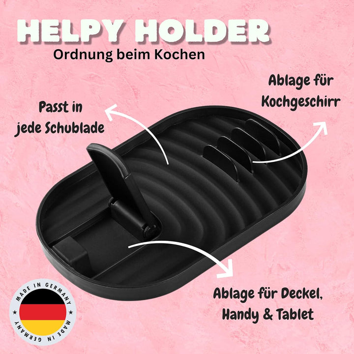 H E L P Y® Löffelablage für Ordnung in der Küche - Topfdeckelhalter & Kochlöffelablage in einem - Ab