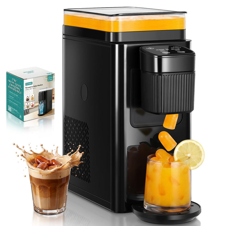 FOHERE Eiswürfelmaschine für Geschmack, Jedes Getränk zu Eiswürfeln, 5 Eiswürfel in 5 Min, 11 KG in