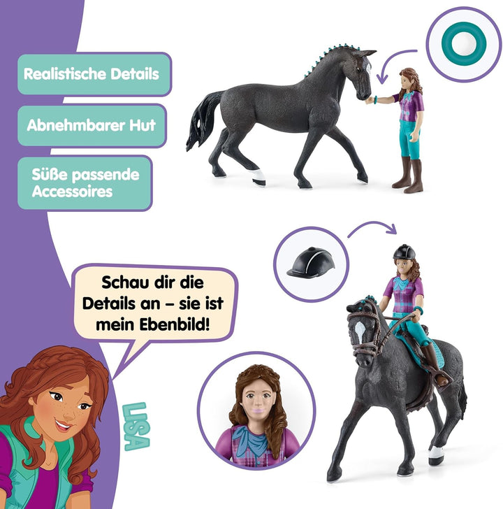 schleich 42541 HORSE CLUB Lisa und Storm, 10 Teile Spielset mit schleich Pferde Figur und vollbewegl