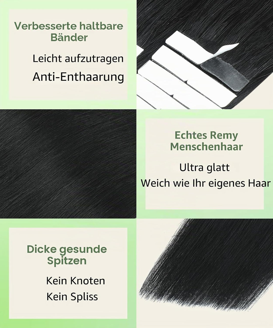 SURNEL Tape in Extensions Echthaar 22 Zoll Schwarz Weich Remy Tape in Extensions 50g/20pcs(tape