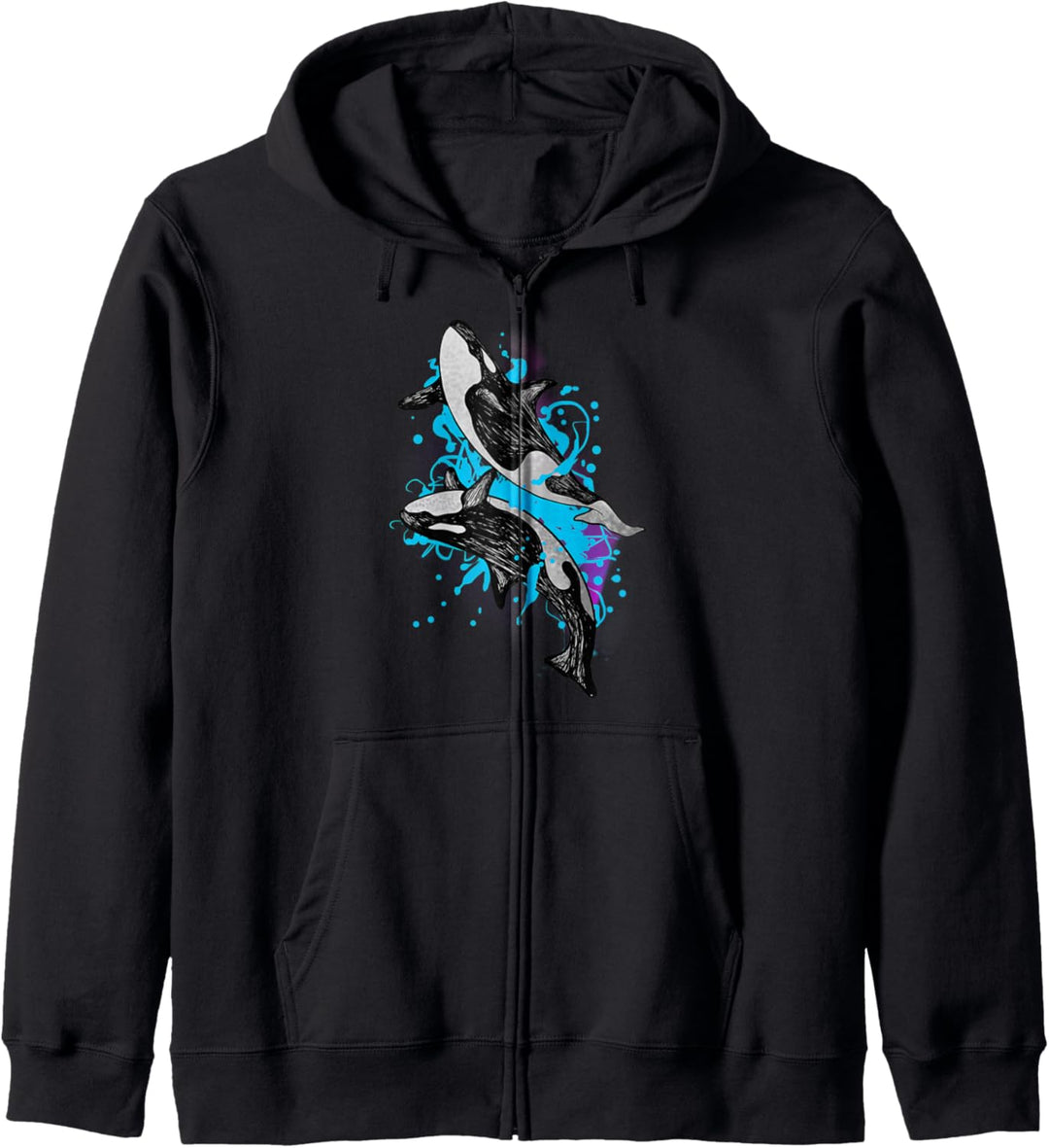 Buntes springendes Orcas Killerwal-Geschenk Kapuzenjacke