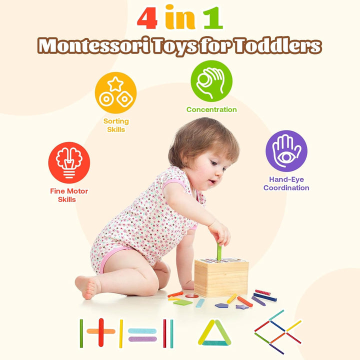Montessori Spielzeug ab 1 2 3 Jahr, Holzspielzeug Steckspiel ab 2 Kinder, Farbe Form Sortierspiel An