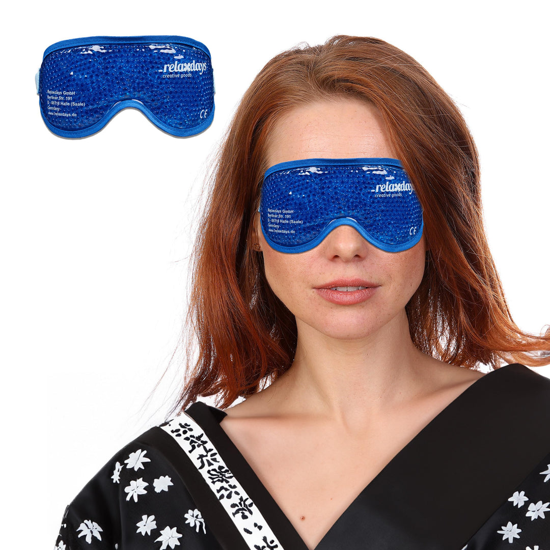 Relaxdays Augenmaske kühlend &amp; wärmend, 2er Set, Gelperlen, Kühlmaske für Augen, Kühlbrille mit Klet