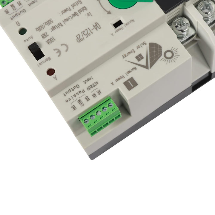 Automatischer Transferschalter Dual Power Übertragungsschalter AC 230V 2P 100A ATS PC Hutschiene Not