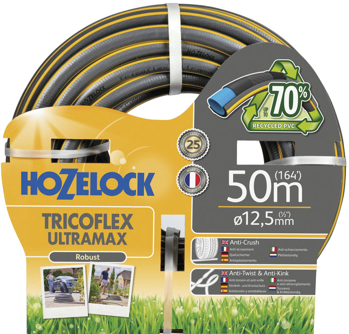 HOZELOCK - Ultramax Schlauch 12,5 mm x 50 m, bis zu 70% recyceltes PVC, robust, witterungsbeständig,