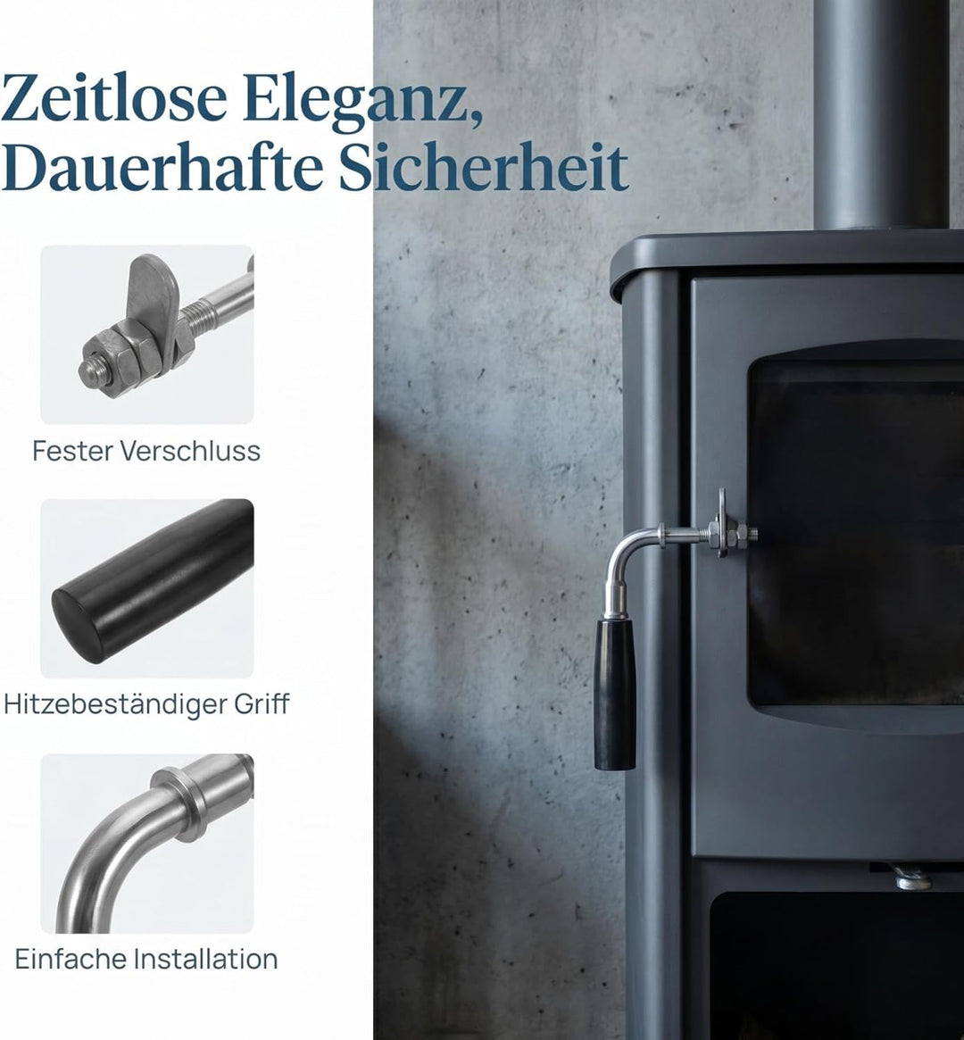 NUOBESTY Holzofen Türgriff Ersatz Hitzebeständiger Edelstahl Griff 16x10x2,5cm für Kamin Herd Ofentü