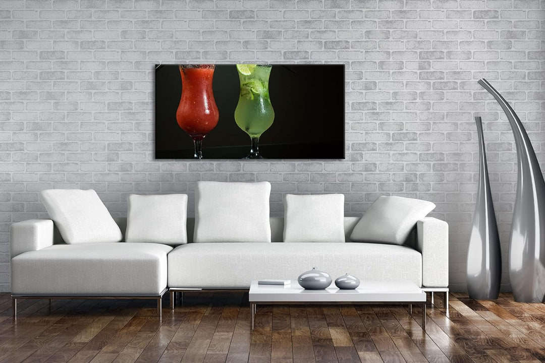 Dark appetitliche Cocktails Panorama 120x60 cm als Leinwandbild, Motiv fertig gerahmt auf Echtholzra