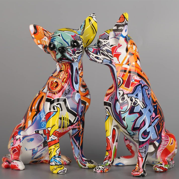 suruim Bunt Chihuahua Figur Deko, Bulldogge, Chihuahua, Hund, Statue, Wohnzimmer, Ornamente, Haus, E