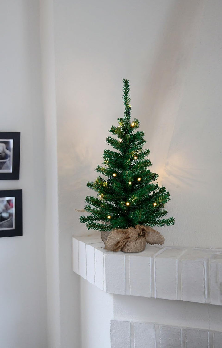 EGLO künstlicher Weihnachtsbaum 60 cm für innen, Deko-Tannenbaum mit LED-Beleuchtung warmweiss und T