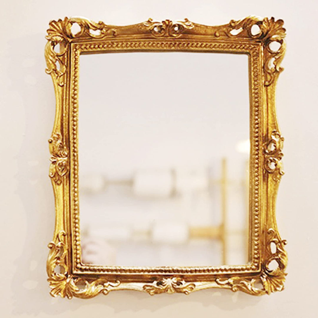 lemonadeus Verzierter Gold Barock Rahmen Spiegel Luxus Elegante Kleine Rechteck Quadratisch Gold Wan