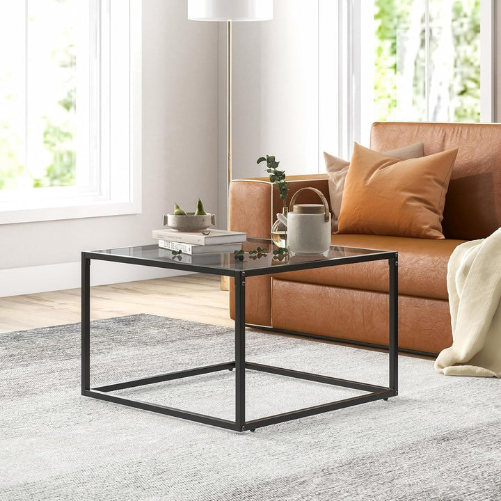 GIANTEX Couchtisch Glas Metall, Glastisch Kaffeetisch Teetisch mit Hartglasplatte, Wohnzimmertisch m