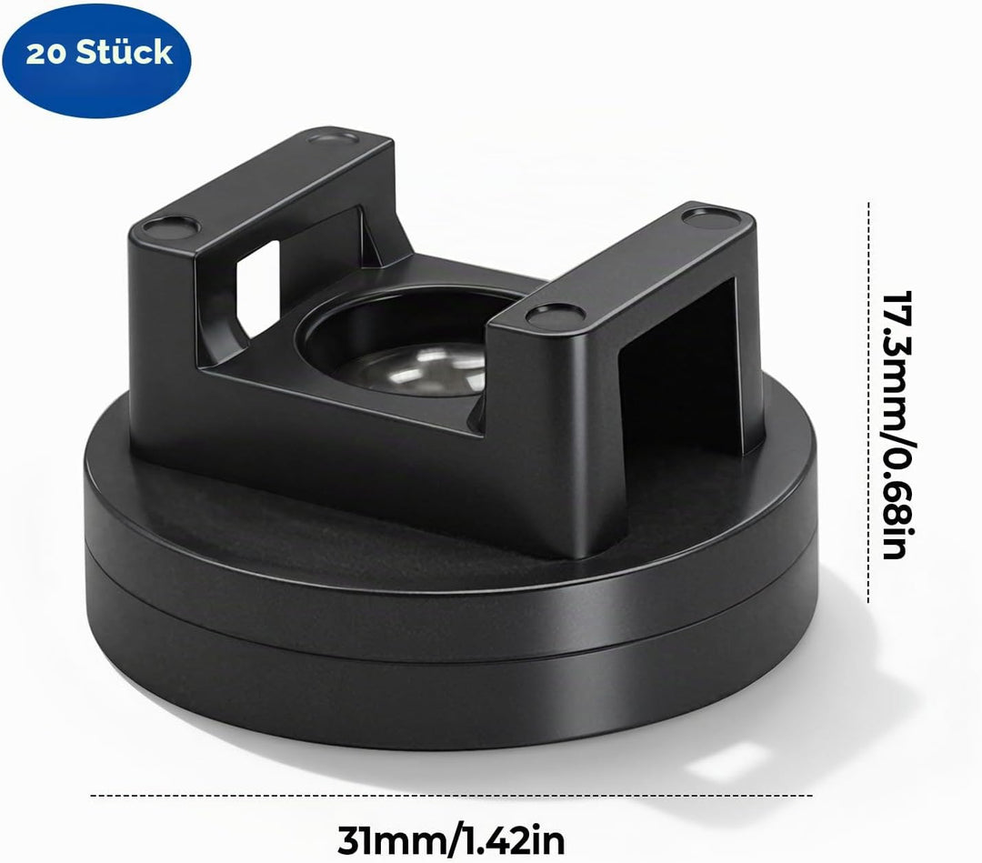 20 Stück Magnetische Kabelbinder-Halterungen, 31 mm Basis, magnetische Kabel-Clips, Magnetkabelhalte