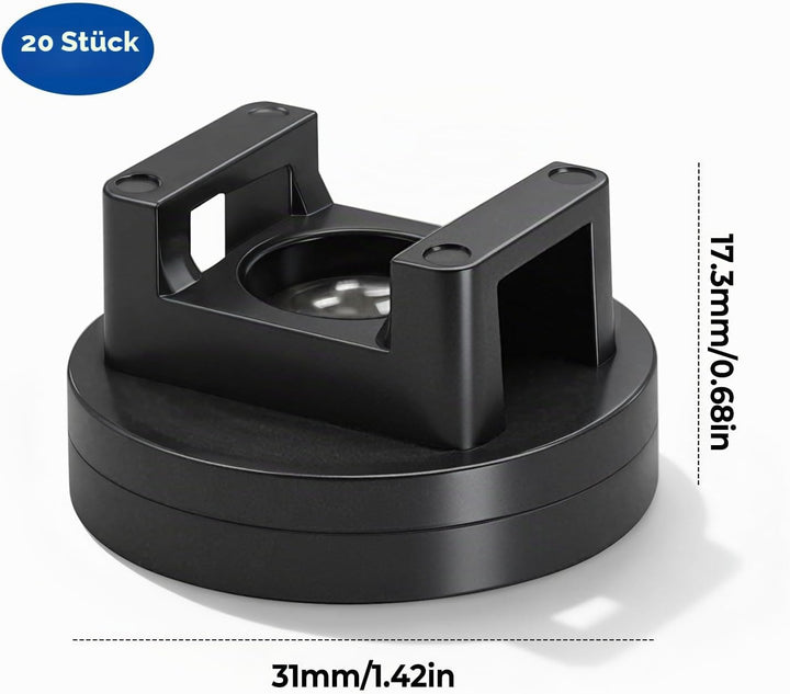 20 Stück Magnetische Kabelbinder-Halterungen, 31 mm Basis, magnetische Kabel-Clips, Magnetkabelhalte