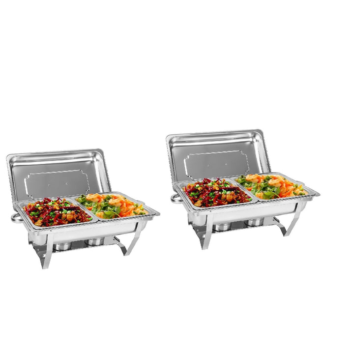 Youyijia 2PC 9L Edelstahl Warmhaltebehälter Buffetwärmer Warmhaltebehälter Speisenwärmer mit Faltbar