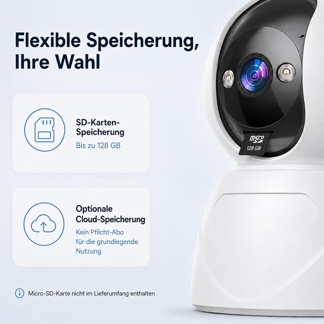 5G WLAN Überwachungskamera Innen, 3MP 360° Drehbar Innen Kamera Überwachung, Schwenken/Neigen Hundek