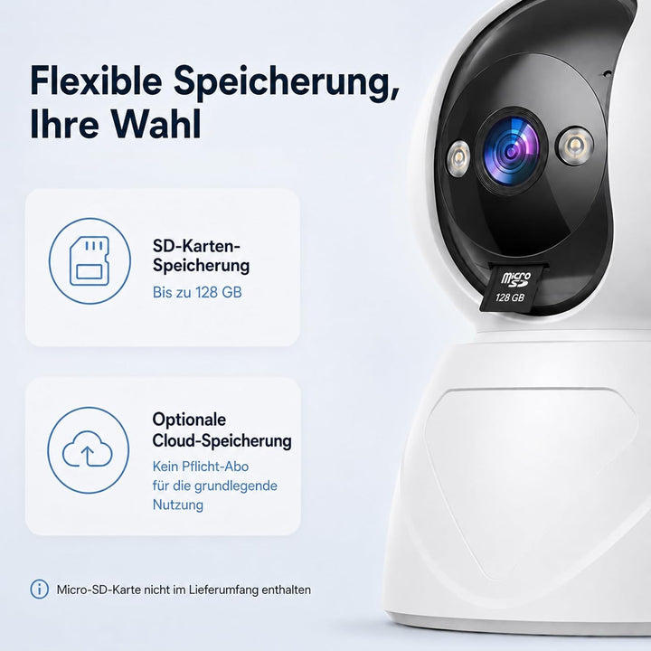 5G WLAN Überwachungskamera Innen, 3MP 360° Drehbar Innen Kamera Überwachung, Schwenken/Neigen Hundek