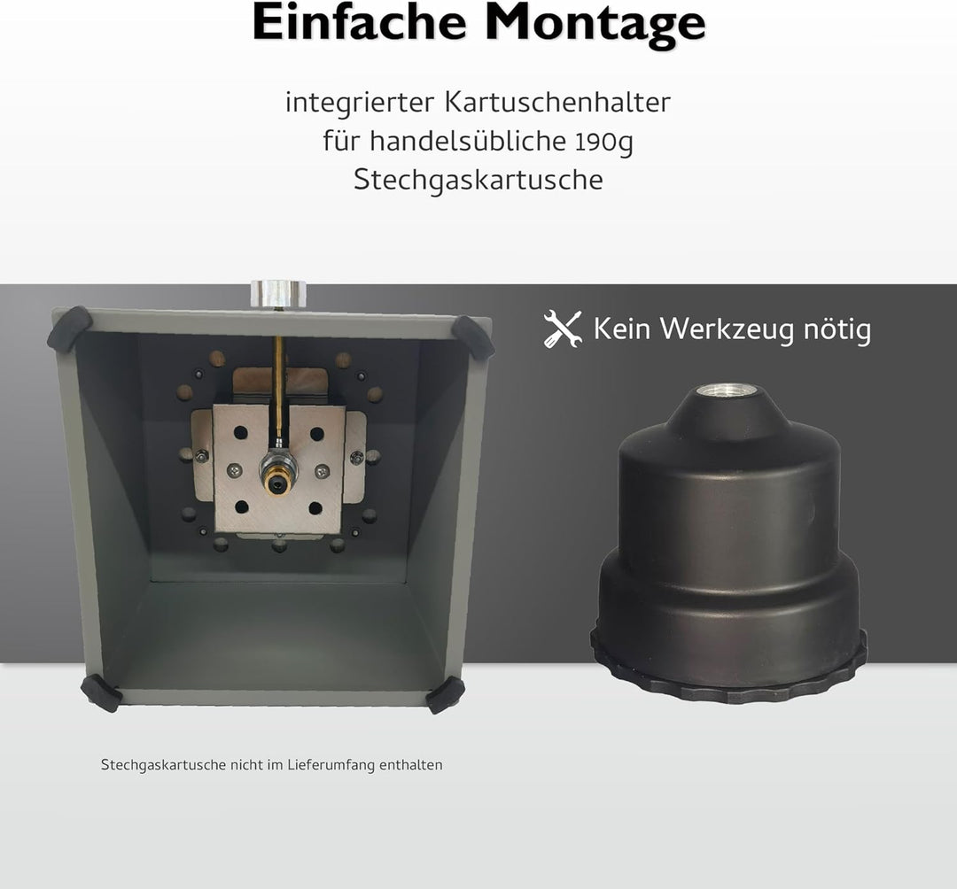 tepro Tischgasfeuerstelle Vulena, eckig, Edelstahl-Brenner 0,9 kW, integrierter Glas-Windschutz, mit