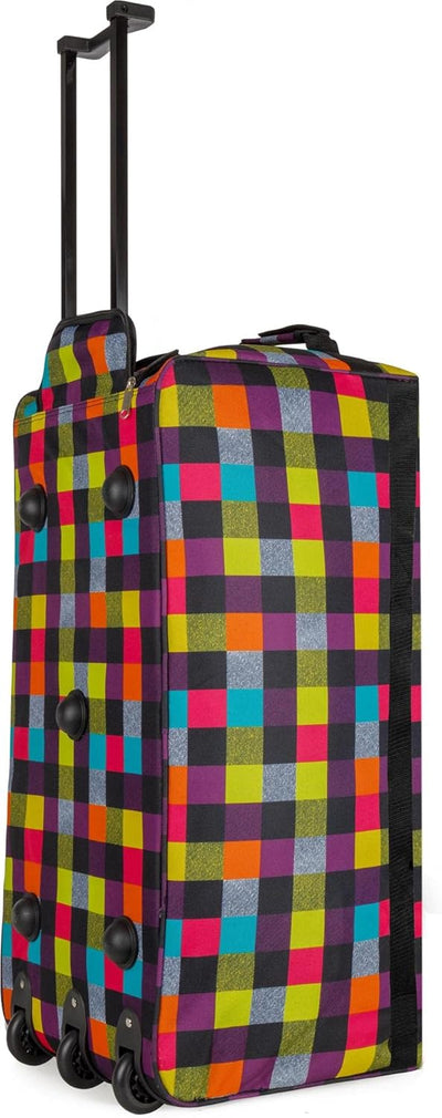 normani Jumbo Reisetasche XXL Trolly mit Rollen aus robustem Material Neon Square 80 l, Neon Square