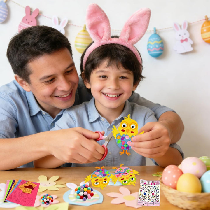 PIujsym 12 Stück Bastelset Ostern Kinder Filz Küken - Oster Bastelset DIY Anhänger zum Aufhängen & D