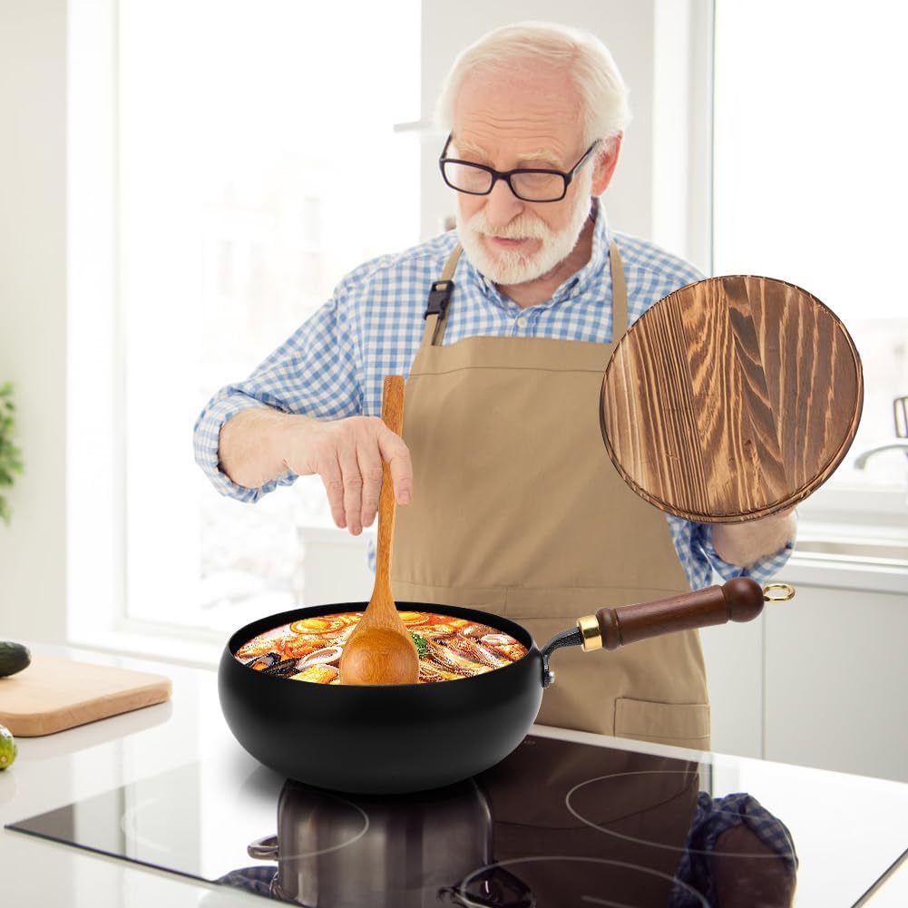 RANJIMA Japanische Eisentopf, Eisenpfanne Ohne Beschichtung, 28cm Unbeschichtete Eisenpfanne Geschmi