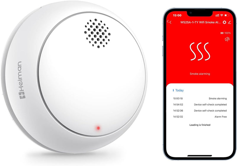 HEIMAN Wi-Fi Smarter Rauchmelder,WLAN Feuermelder mit austauschbarer Lithium-Batterie,5 Jahre Garant