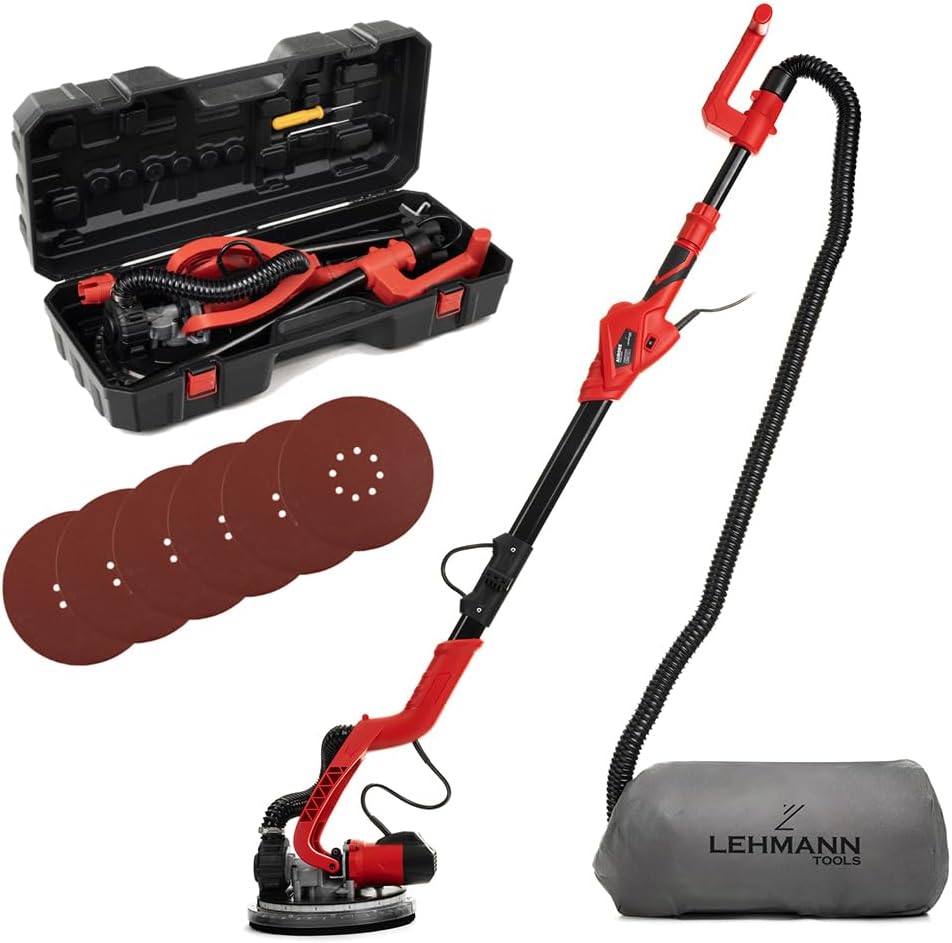 Lehmann LTOWG-7122 Trockenbauschleifer mit LED und Teleskopstiel | Schleifmaschine mit Absaugsystem