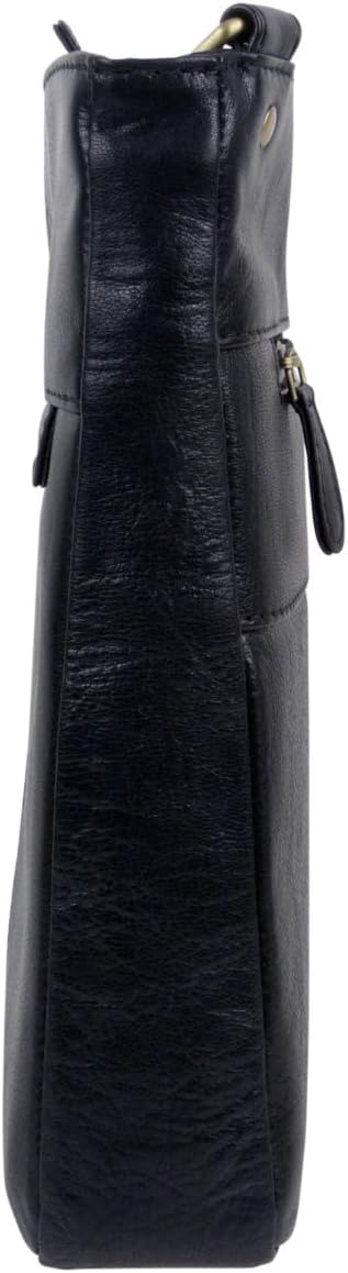 Rowallan Of Scotland Unisex-Umhängetasche aus der Supatra-Reihe, Leder Schwarz, Schwarz