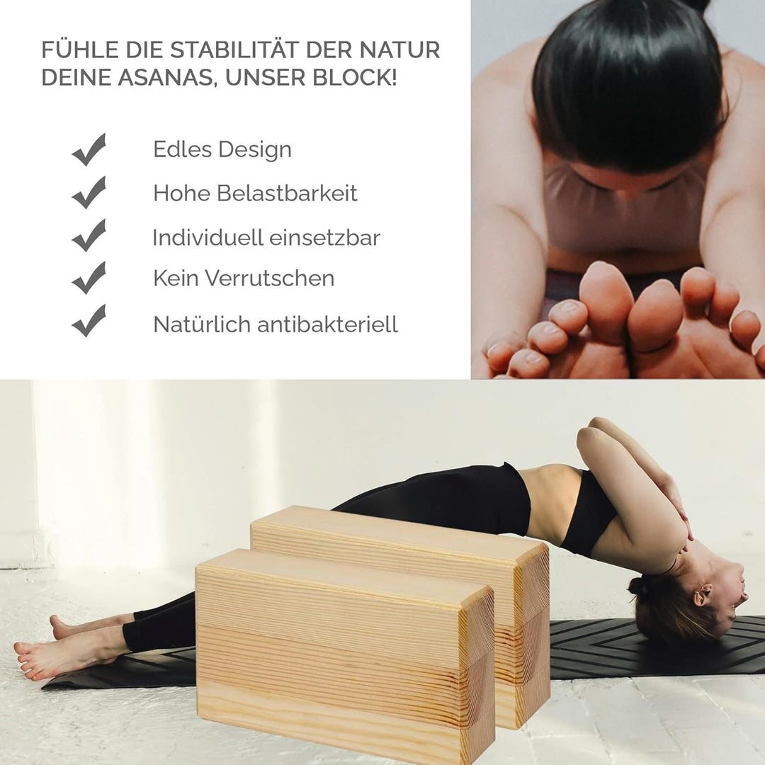 Yogablock Holzklötze für Yoga Pilates Stretching und Meditation Natürlich umweltfreundlich stabile U