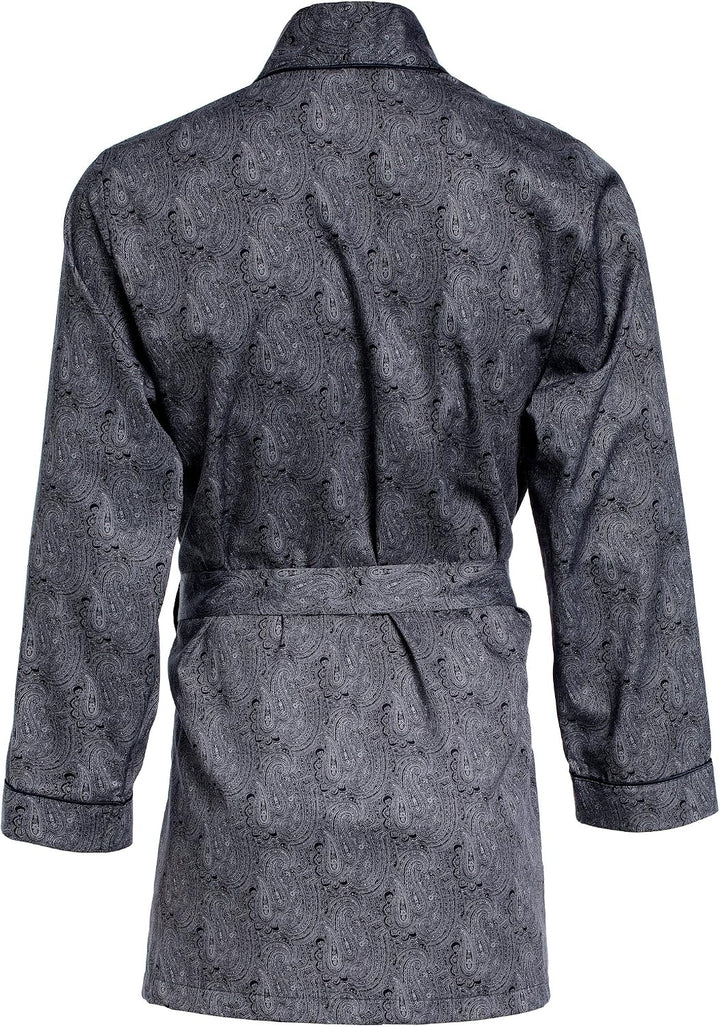 Herren Morgenmantel – kurz – Bademantel Revise RE-509 - Elegant - 100% Baumwolle S Schwarz mit graue