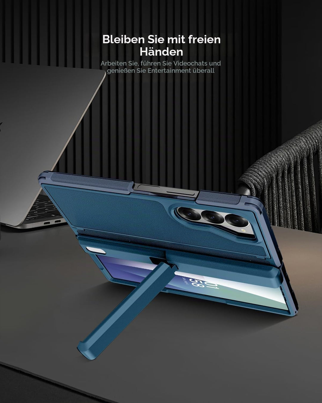 Miimall Kompatibel mit Samsung Galaxy Z Fold 7 Hülle mit Ständer, [Zwei Flexibel Stand] [Eingebauter