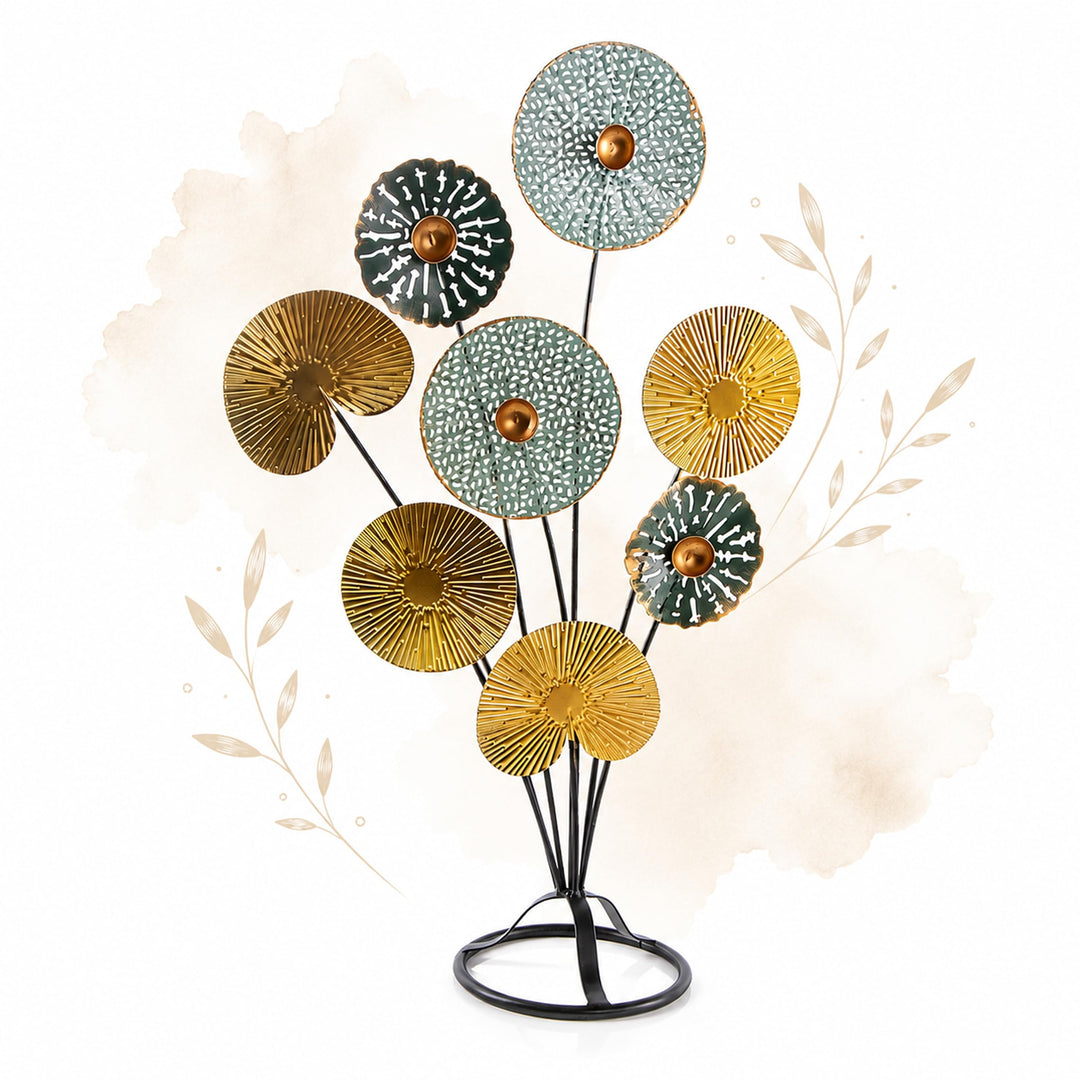 Logbuch-Verlag Dekoobjekt zum Hinstellen 53 cm Blätter Blume Baum Gold türkis schwarz Geschenk Gebur