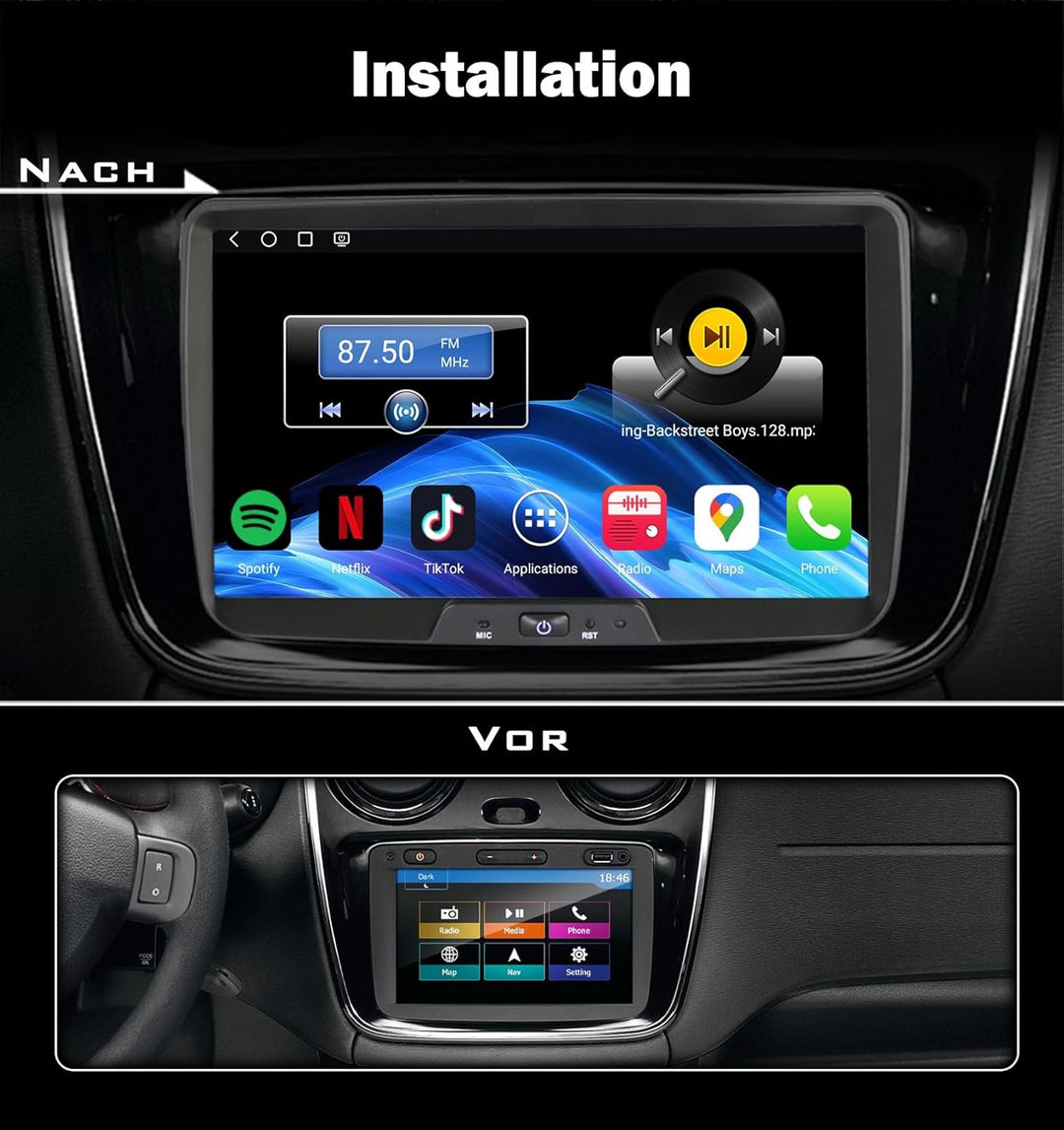 Erisin Qualcomm 8" 8-Kern 4GB+64GB Android 14 Autoradio Bluetooth GPS Navi für Renault Dacia Duster