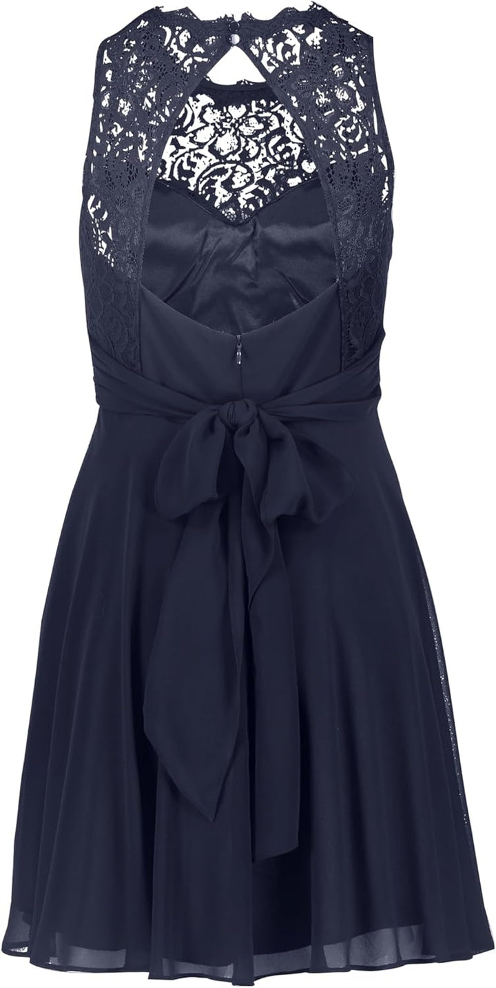 Vera Mont Damen Abendkleid mit Spitze 42 Blau, 34