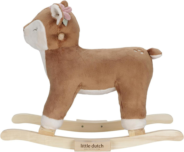 Little Dutch Schaukeltier Schaukelpferd REH Plüsch mit Griffen und Kufen aus Holz - Fairy Garden