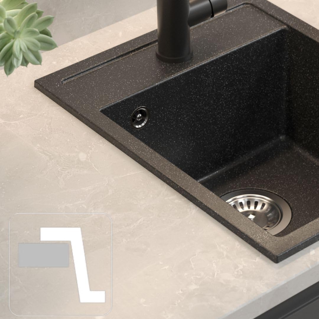 QUADRON | JOHNNY 90 | Granitspüle | 1-Kammer-Spüle | Masse: 50 x 39 mit 20,4 cm | Schrankunterbau au