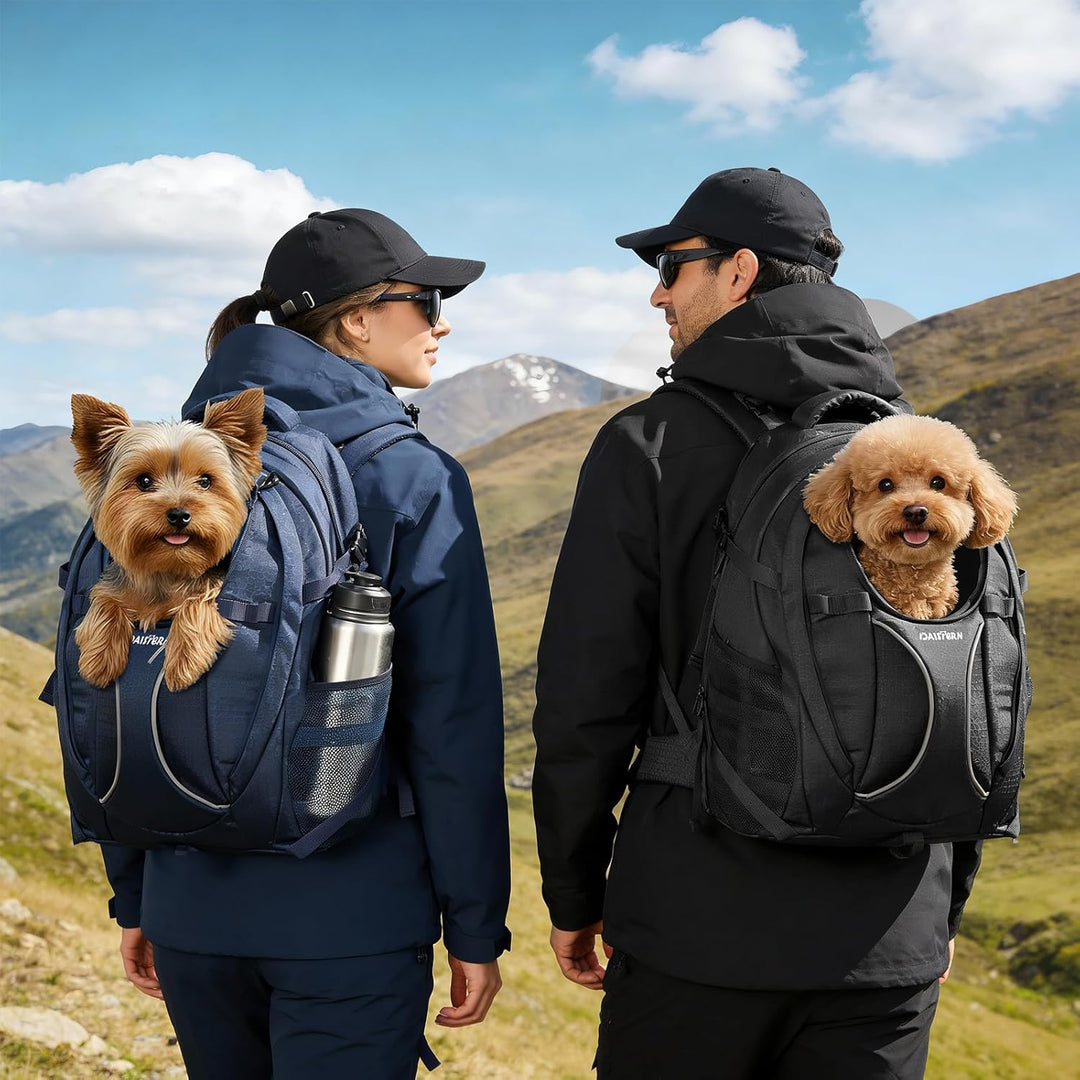 Hunderucksack Wandern bis 8KG, Ergonomischer Katzenrucksack mit Laptopfach & Bequemes Sitzkissen, be