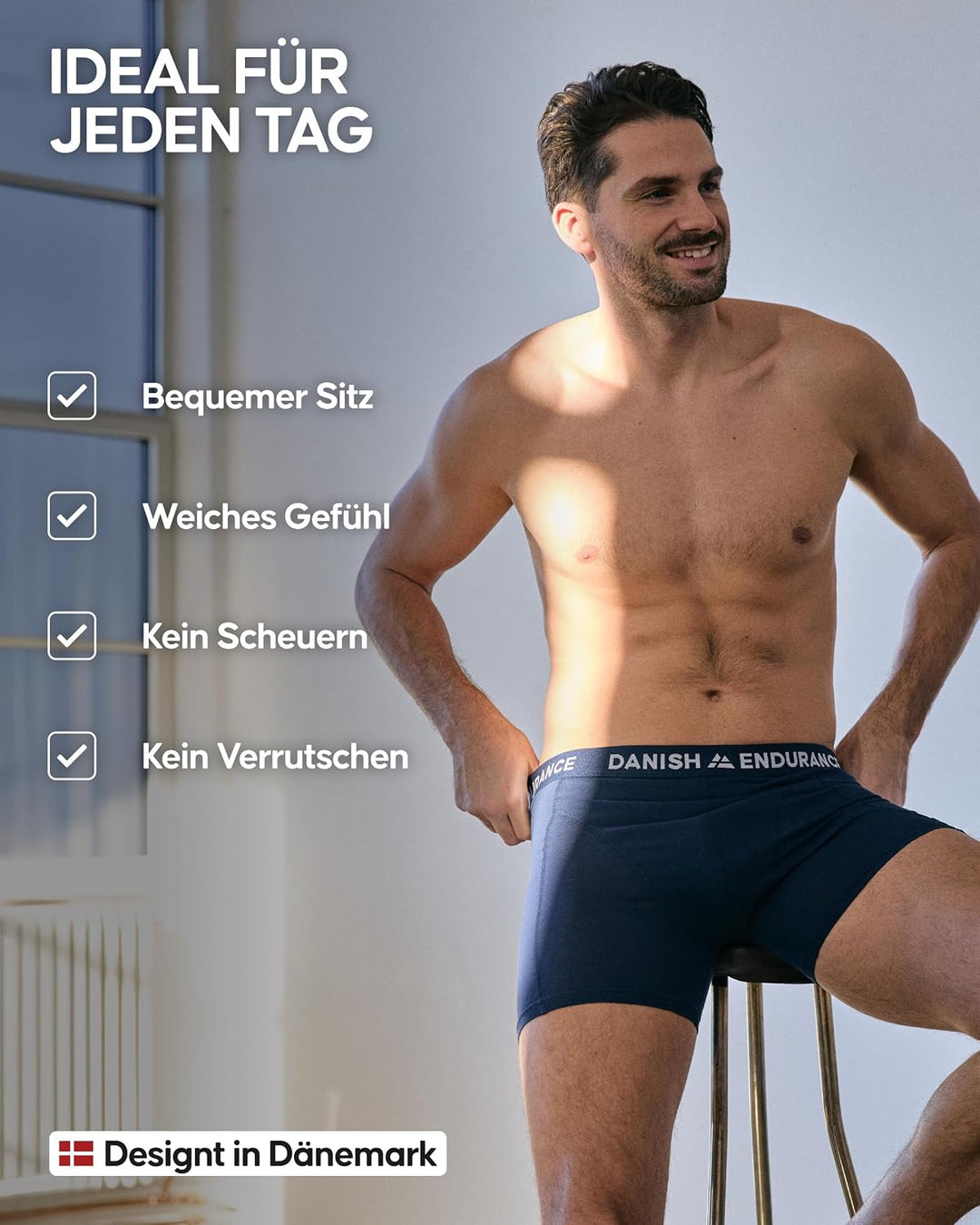 DANISH ENDURANCE 6er Pack Boxershorts Herren, Weiche Baumwolle, Unterhosen Männer mit Stretch, Beque