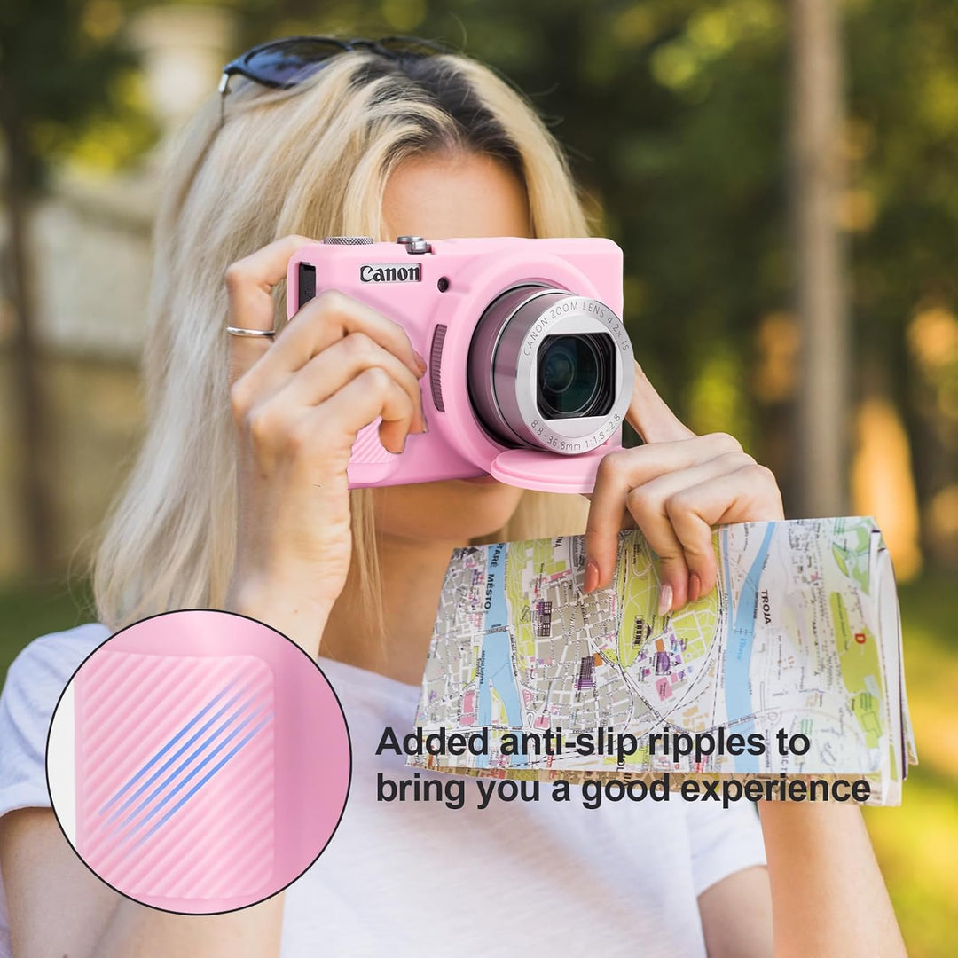 Rieibi Silikon-Schutzhülle für Canon G7X Mark III Hülle, G7X Mark III Zubehör mit 2 Stück Displaysch