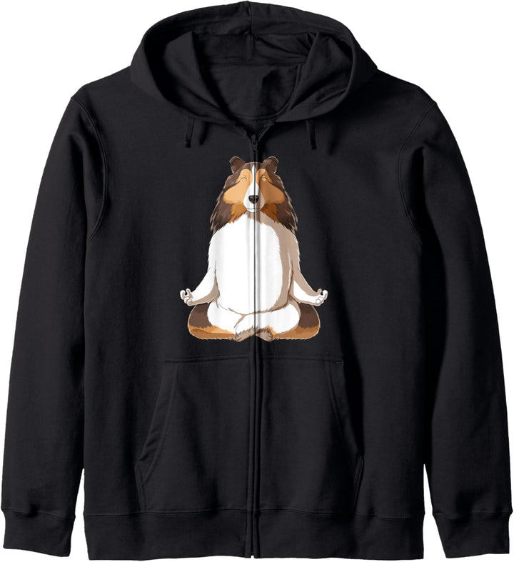 Meditation Shetland Sheepdog Hund Sheltie Kapuzenjacke